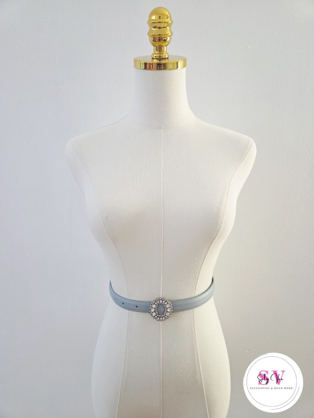 Baby Blue Belt With Rhinestone Buckle